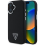 Guess Grained Triangle Logo Ovitek z MagSafe za iPhone 16 - črn