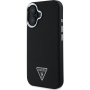 Guess Grained Triangle Logo Ovitek z MagSafe za iPhone 16 - črn