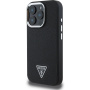 Guess Grained Triangle Logo Ovitek z MagSafe za iPhone 16 Pro Max - črn