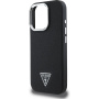 Guess Grained Triangle Logo Ovitek z MagSafe za iPhone 16 Pro Max - črn