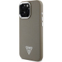 Guess Grained Triangle Logo Ovitek z MagSafe za iPhone 16 Pro - rjav