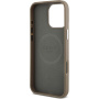 Guess Grained Triangle Logo Ovitek z MagSafe za iPhone 16 Pro - rjav