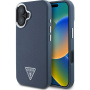 Guess Grained Triangle Logo Ovitek z MagSafe za iPhone 16 - temno moder