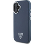 Guess Grained Triangle Logo Ovitek z MagSafe za iPhone 16 - temno moder