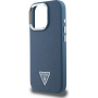 Guess Grained Triangle Logo Ovitek z MagSafe za iPhone 16 Pro Max - temno moder