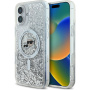 Karl Lagerfeld Liquid Glitter Karl and Choupette Heads Cover z MagSafe za iPhone 16 - srebrn