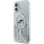 Karl Lagerfeld Liquid Glitter Karl and Choupette Heads Cover z MagSafe za iPhone 16 - srebrn