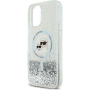 Karl Lagerfeld Liquid Glitter Karl and Choupette Heads Cover z MagSafe za iPhone 16 - srebrn