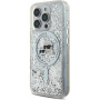 Karl Lagerfeld Liquid Glitter Karl and Choupette Heads Cover z MagSafe za iPhone 16 Pro - srebrn
