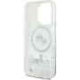 Karl Lagerfeld Liquid Glitter Karl and Choupette Heads Cover z MagSafe za iPhone 16 Pro - srebrn