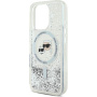 Karl Lagerfeld Liquid Glitter Karl and Choupette Heads Cover z MagSafe za iPhone 16 Pro Max - srebrn