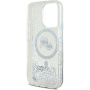 Karl Lagerfeld Liquid Glitter Karl and Choupette Heads Cover z MagSafe za iPhone 16 Pro Max - srebrn