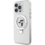 Karl Lagerfeld Ringstand Karl and Choupette Flip Cover in MagSafe za iPhone 16 Pro - prozoren