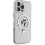 Karl Lagerfeld Ringstand Karl and Choupette Flip Cover in MagSafe za iPhone 16 Pro - prozoren