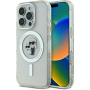 Karl Lagerfeld IML Glitter Karl and Choupette Glitter Cover z MagSafe za iPhone 16 Pro - srebrn
