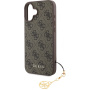 Guess Ovitek 4G Charms za iPhone 16 - rjav