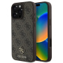 Guess 4G majhen kovinski ovitek z logotipom MagSafe za iPhone 16 Pro - rjav