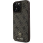 Guess 4G majhen kovinski ovitek z logotipom MagSafe za iPhone 16 Pro Max - rjav