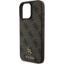 Guess 4G majhen kovinski ovitek z logotipom MagSafe za iPhone 16 Pro Max - rjav