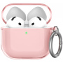 Prozoren ovitek s karabinom za AirPods 4 / 5 - roza