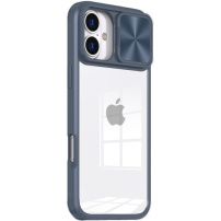 Ovitek z drsnim pokrovom za objektiv kamere za iPhone 16 - temno moder