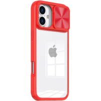 Ovitek z drsnim pokrovom za objektiv kamere za iPhone 16 - rdeč