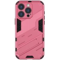 Trpežen zaščitni ovitek s stojalom za iPhone 16 Pro - roza