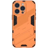 Trpežen zaščitni ovitek s stojalom za iPhone 16 Pro - oranžen