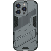 Trpežen zaščitni ovitek s stojalom za iPhone 16 Pro - siv