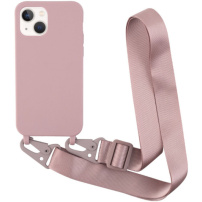 Mat ovitek z nastavljivim paščkom za iPhone 13 - old pink