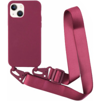Mat ovitek z nastavljivim paščkom za iPhone 13 mini - bordo