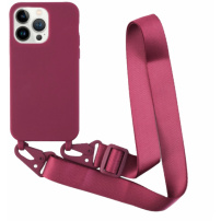 Mat ovitek z nastavljivim paščkom za iPhone 13 Pro - bordo
