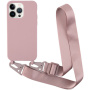 Mat ovitek z nastavljivim paščkom za iPhone 13 Pro Max - old pink