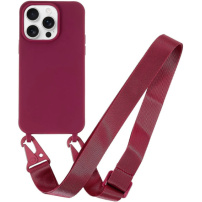 Mat ovitek z nastavljivim paščkom za iPhone 14 Pro - bordo