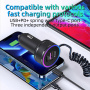 K16A komplet avto polnilnika z USB-C / USB-A priključki in USB-C kabla - 30W - 1,2 m - črna