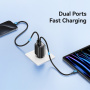 USAMS CC229 hitri polnilni adapter z zaslonom in priključki USB-C / USB-A - 30W - bel