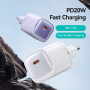 USAMS CC248 hitri polnilni adapter z USB-C priključkom - 20W - vijoličen