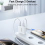 JOYROOM JR-TCF14 hitri polnilni adapter z USB-C / USB-A priključki - 20W - bel