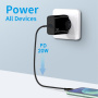 NORTHJO hitri polnilni adapter s priključkom USB-C - 20W - črn