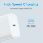 NORTHJO hitri polnilni adapter s priključkom USB-C - 20W - bel