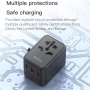TOTUDESIGN 635DQ univerzalni potovalni adapter z USB-C / 2x USB-A priključki in izvlečnimi vtiči - 20W - črn