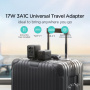 JOYROOM JR-TCW01 univerzalni potovalni adapter z USB-C / 3x USB-A priključki in izvlečnimi vtiči - 17W - črn