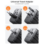 JOYROOM JR-TCW01 univerzalni potovalni adapter z USB-C / 3x USB-A priključki in izvlečnimi vtiči - 17W - črn
