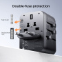 JOYROOM JR-TCW01 univerzalni potovalni adapter z USB-C / 3x USB-A priključki in izvlečnimi vtiči - 17W - črn