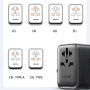 JOYROOM JR-TCW01 univerzalni potovalni adapter z USB-C / 3x USB-A priključki in izvlečnimi vtiči - 17W - črn