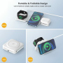 W-126 3-v-1 zložljiv brezžični polnilec za iPhone / Apple Watch / AirPods - 15W - bela