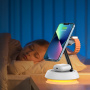Wiwu W002 3v1 magnetno brezžično stojalo z osvetlitvijo ozadja za iPhone / Apple Watch / AirPods - 15W - belo