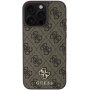 Guess 4G majhen kovinski ovitek z logotipom MagSafe za iPhone 16 Pro - rjav