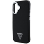 Guess Grained Triangle Logo Ovitek z MagSafe za iPhone 16 - črn