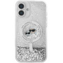Karl Lagerfeld Liquid Glitter Karl and Choupette Heads Cover z MagSafe za iPhone 16 - srebrn